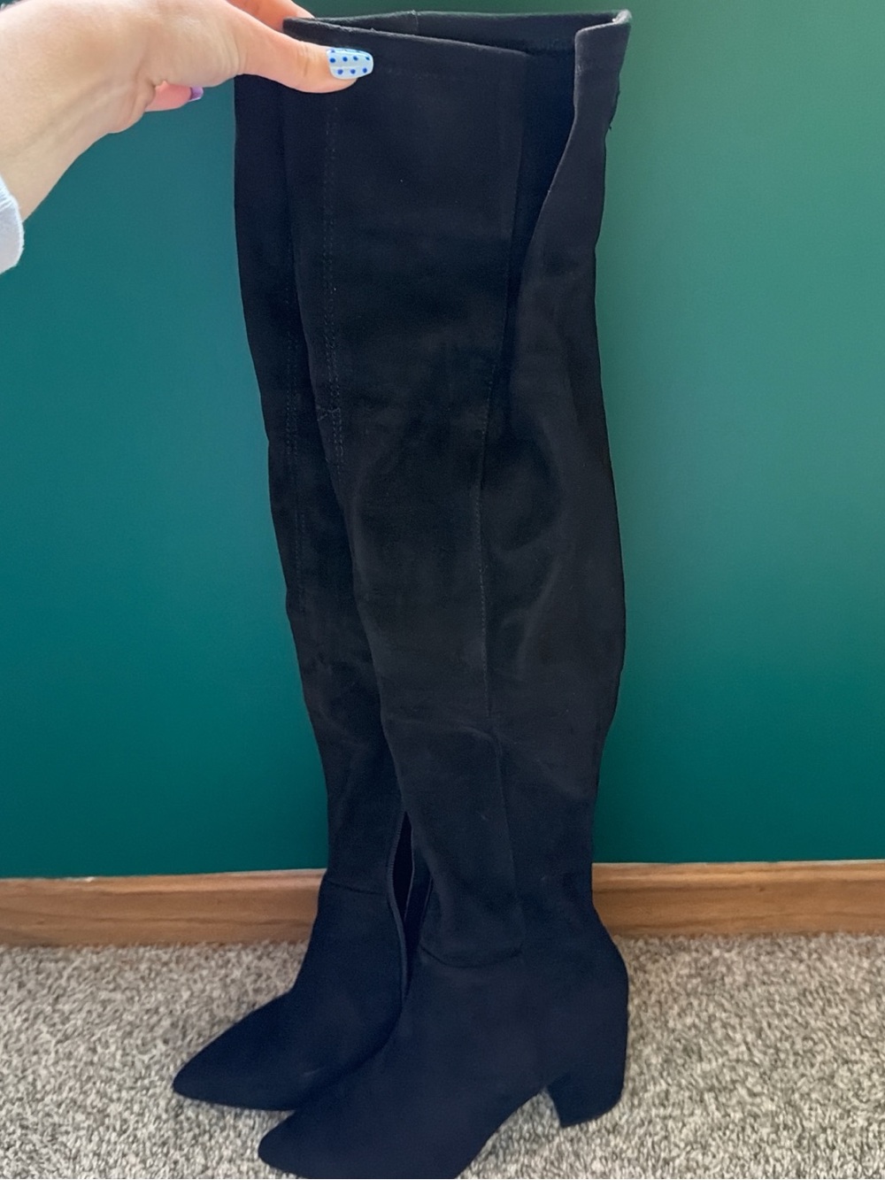 Steve Madden Black Over-the-Knee Suede Block Heel Boots